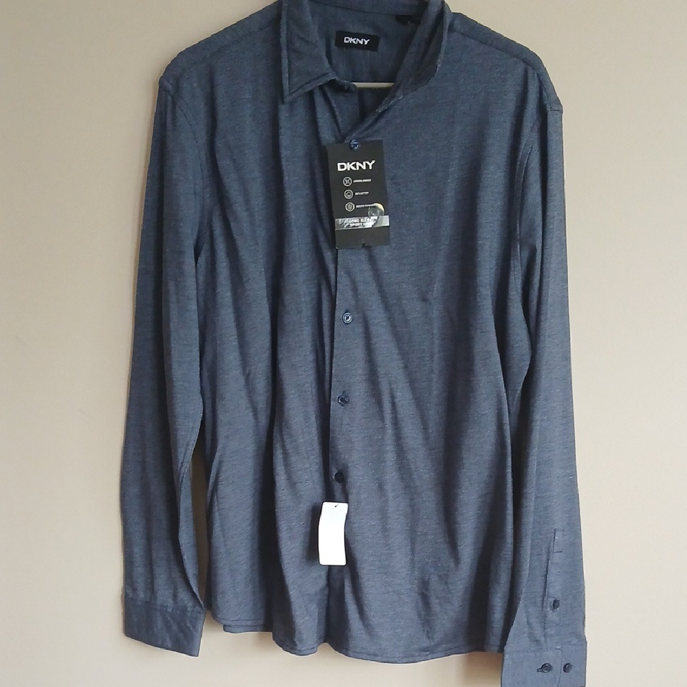 DKNY Blue Casual Button Down Shirt with Long Sleeves